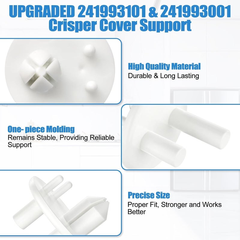Alvar [4 PACK] UPGRADED 241993101 Crisper Cover Support (Front) & 241993001 Crisper Support (Rear) Compatible with Frigidaire Crisper Support Replacement FGHS2631PF4A FFSS2615TS0 LFSS2612TF0 FFHS2611PFEA - Image 2
